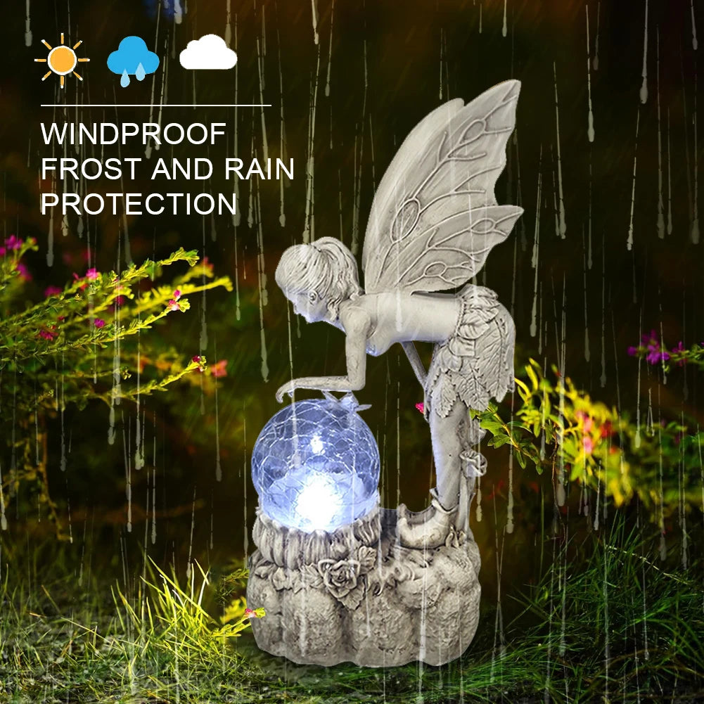 Luminous Resin Fairy Garden Solar Angel Statue Ornament
