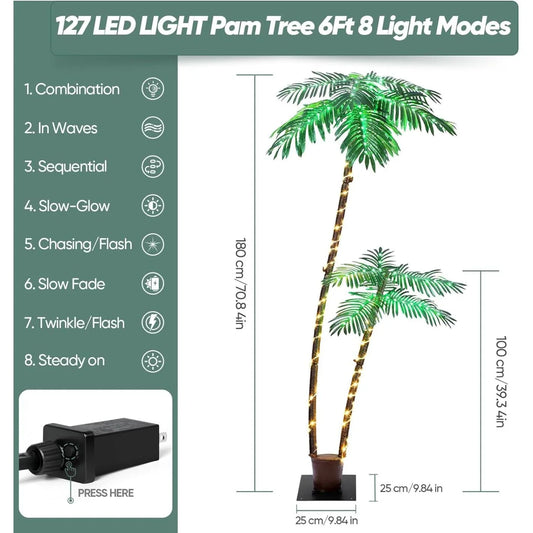 Lighted Palm Tree LED Outdoor With Remote Solar Power