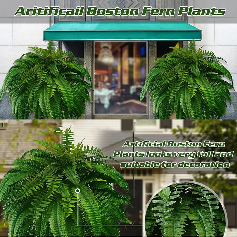 Lifelike Boston Fern Artificial Plant Plastic Outdoor Display