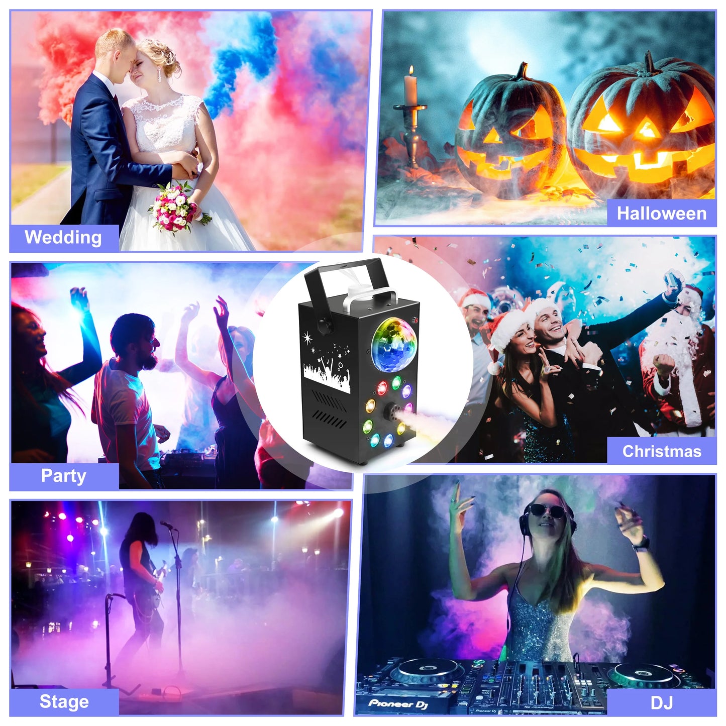 Datewink 700W Fog Machine With 9 LED RGB Stage Lights