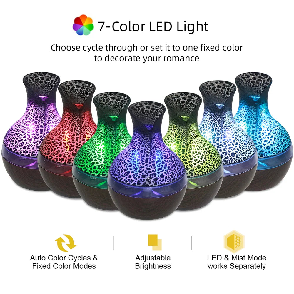 USB Ultrasonic Humidifier Essential Oil Diffuser With LED For Tabletop