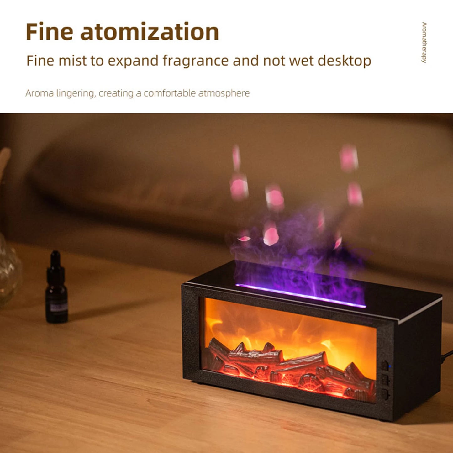 Fireplace Flame Air Diffuser Humidifier Aromatherapy Essential Oil Diffuser