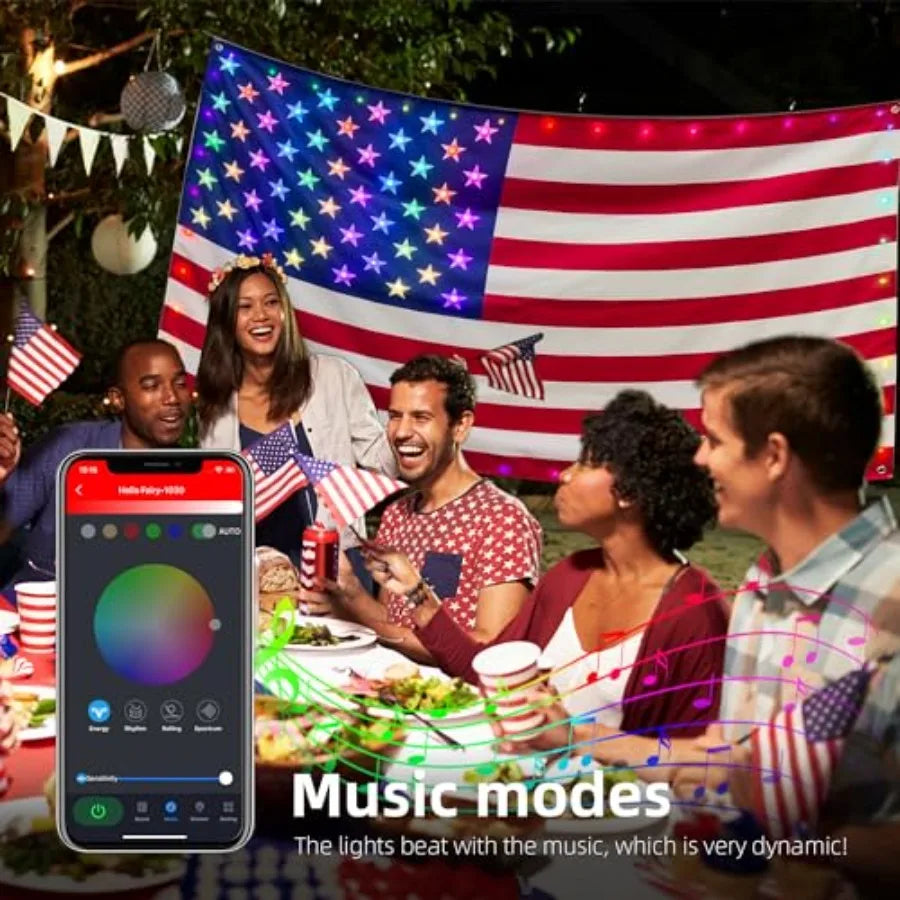 Smart Lighted American Flag App Controlled LED Flag