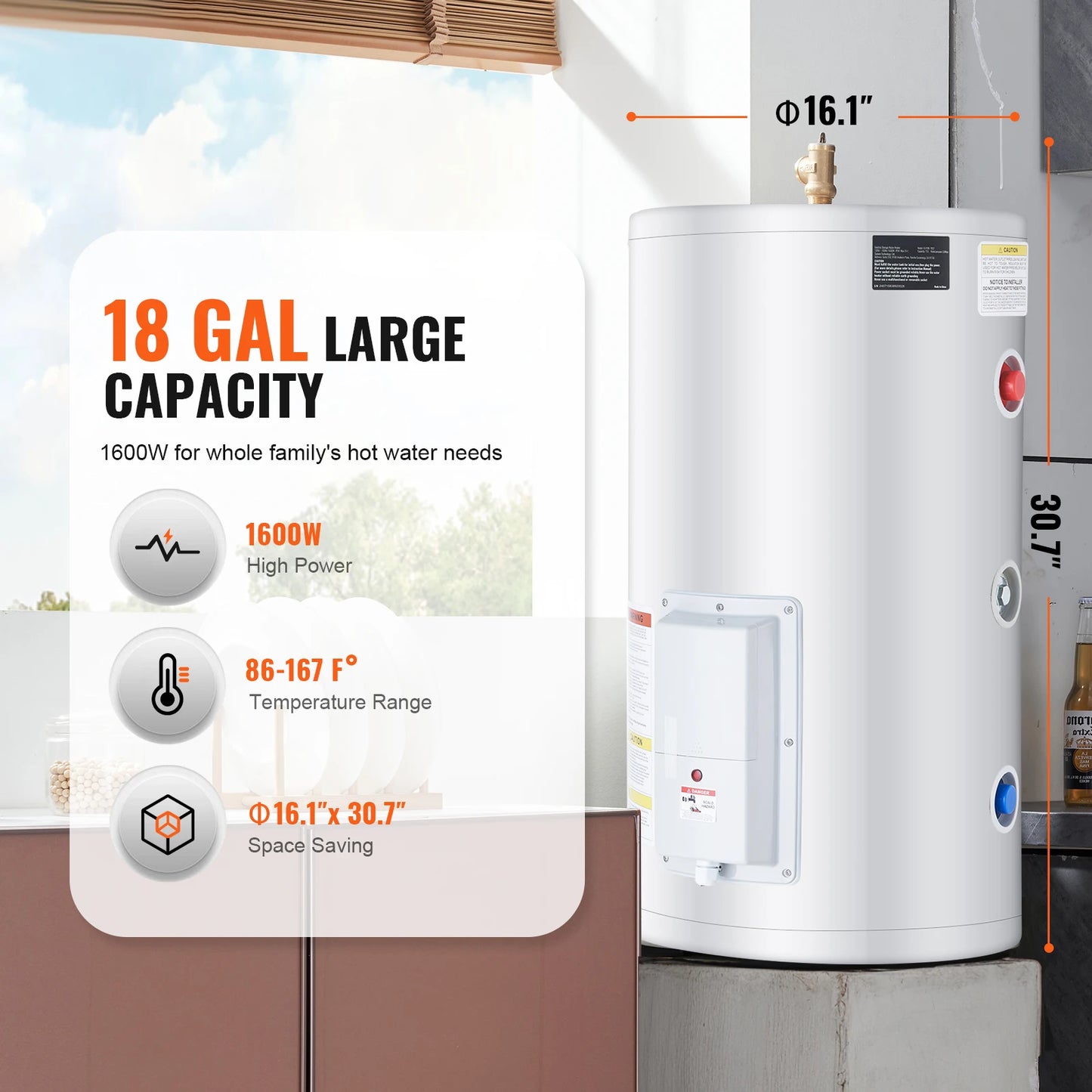 SucceBuy 75L Electric Water Heater Tankless Instant Hot Water Heater