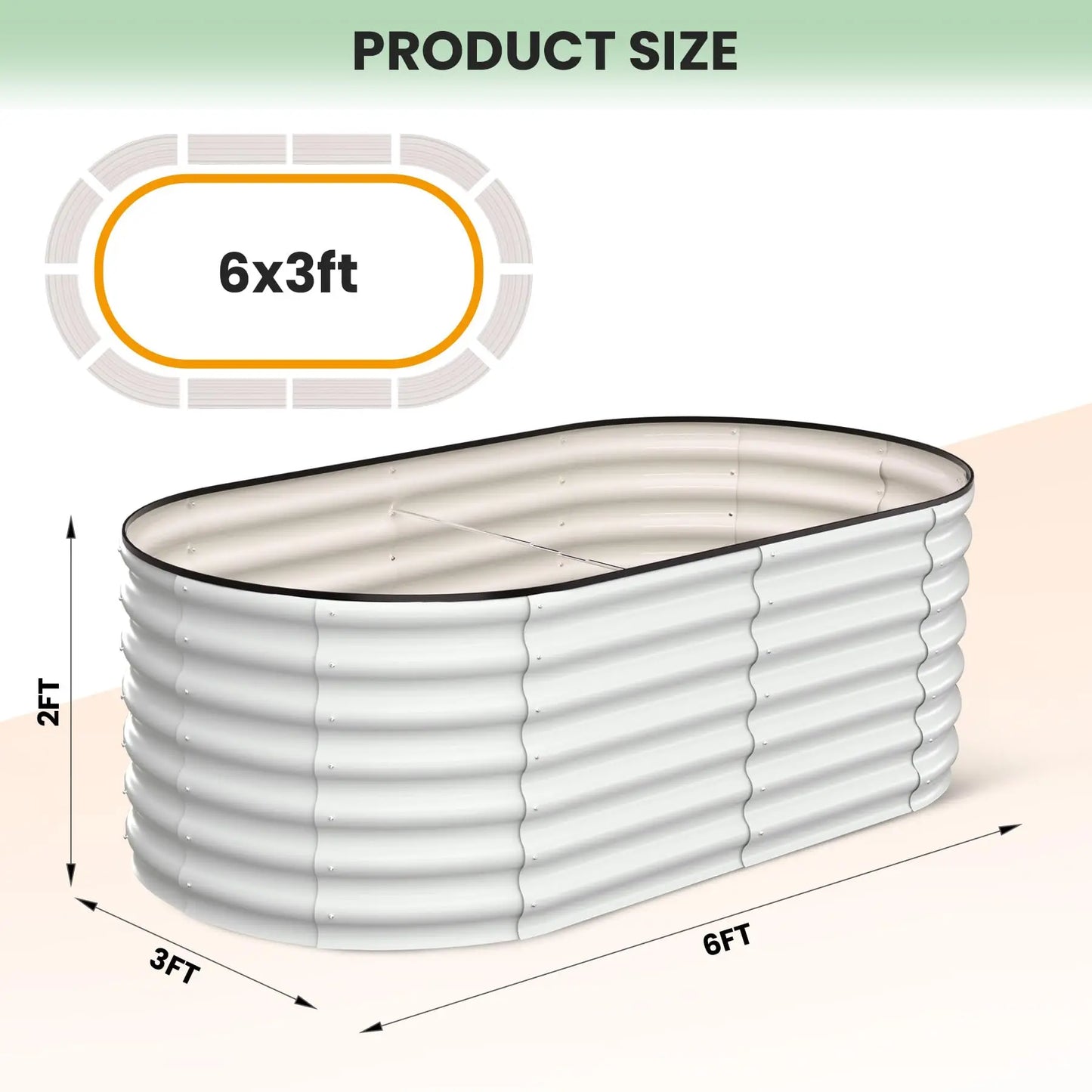 2 Pack Oval Galvanized Steel Raised Garden Bed Open Base
