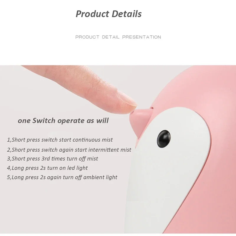 220ml Penguin USB Air Diffuser for Home Office Car - Essential Oil Aroma Humidifier Mist Maker Cute humidifier Difusor Diffusers
