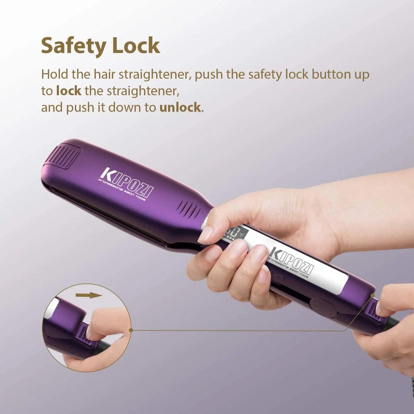 KIPOZI Professional Titanium Flat Iron Hair Straightener For Dry And Wet Hair