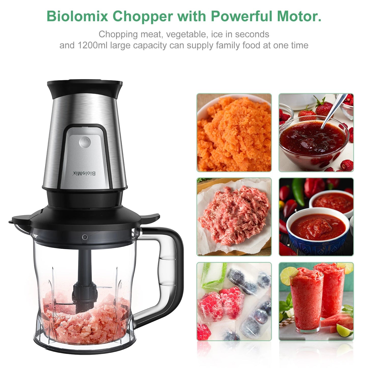 BioloMix 700W 3 in 1 Portable Food Processor Juicer Blender