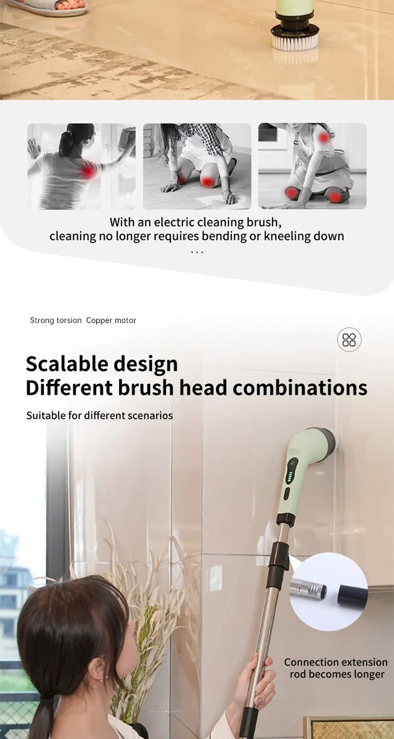 Electric Spin Scrubber 9 In 1 Cordless Cleaning Brush