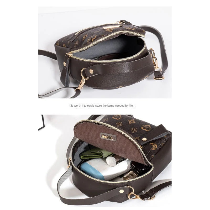 Flower Print Backpack For Women Fashion PU Material School Bag