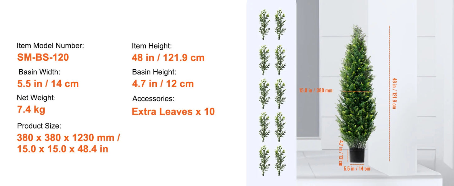 SucceBuy Artificial Cedar Topiary Tree Evergreen Faux Plant