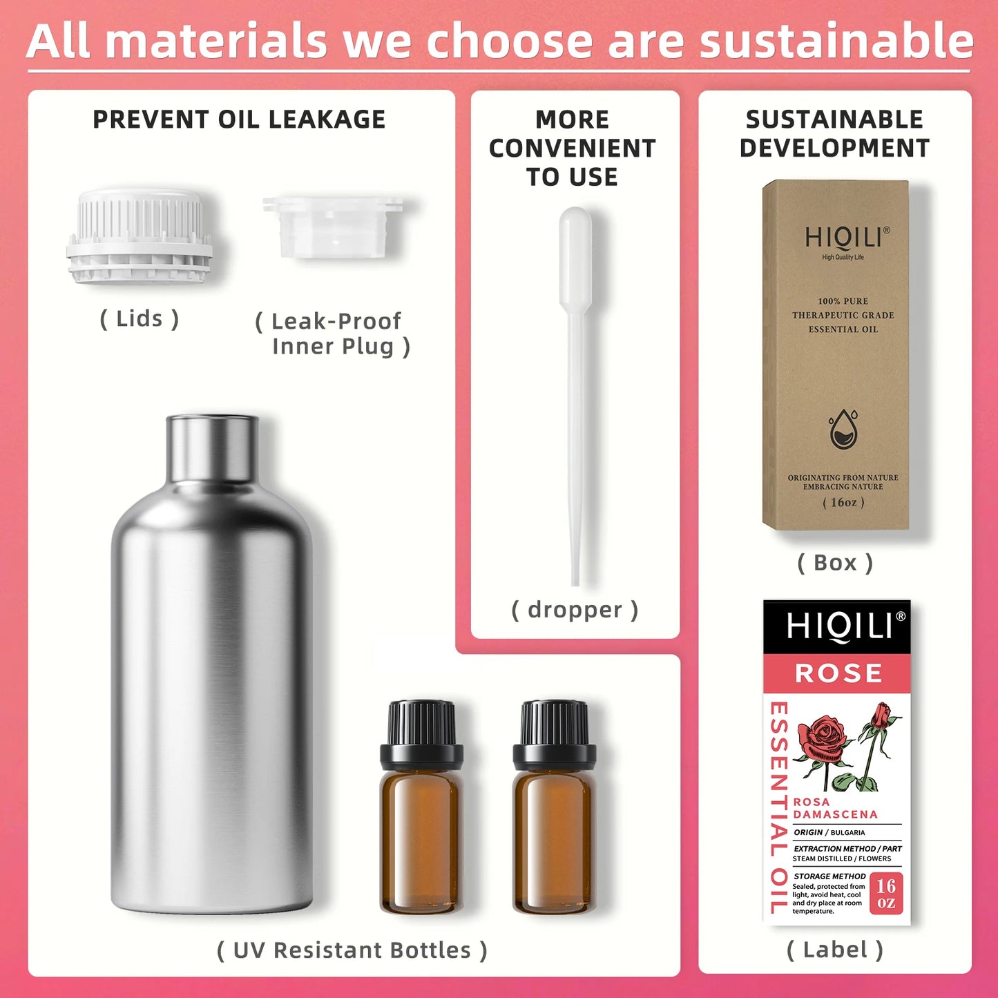 5Pure Rose Ginger Peppermint Cinnamon Essential Oil