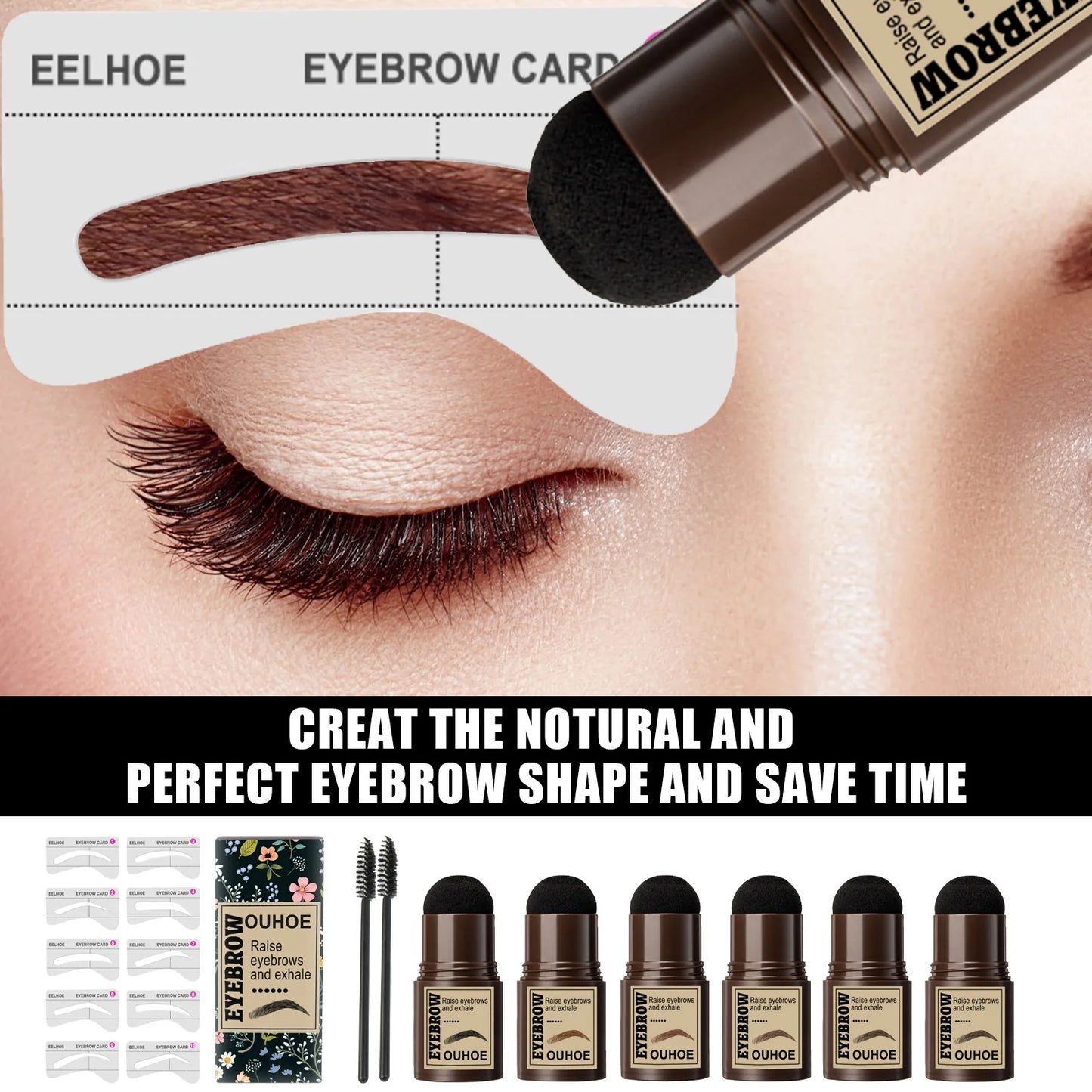 Ouhoe Eyebrow Stamp Kit Powder Waterproof Long Lasting