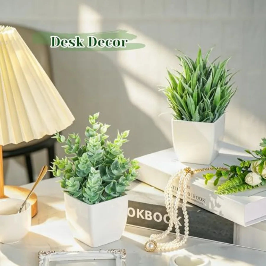 Two Pack Mini Fake Plants In Potted Decor For Indoors