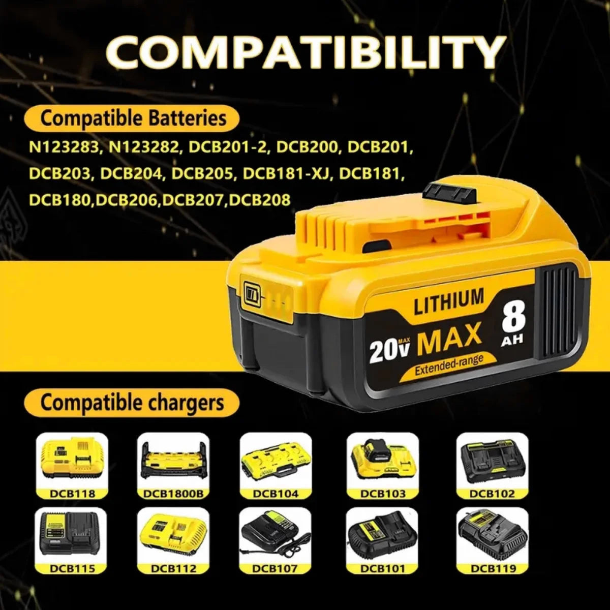 Dewalt 20V 8000mAh Lithium Ion Replacement Battery
