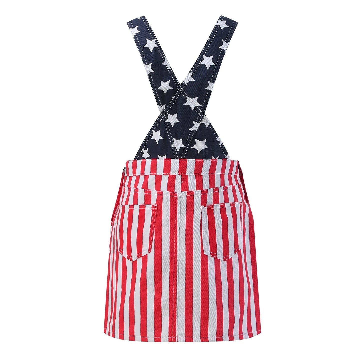 Bib Overall Dress American Flag Print Romper
