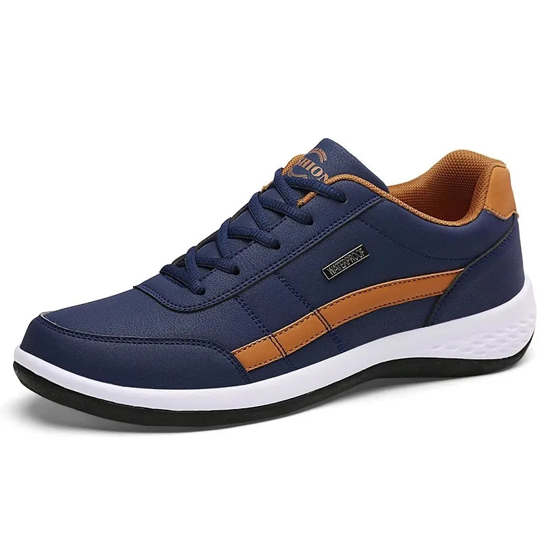 Men PU Leather Sneakers Trend Casual Breathable Shoes