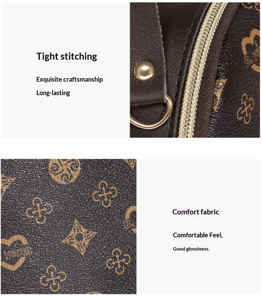 Flower Print Backpack For Women Fashion PU Material School Bag