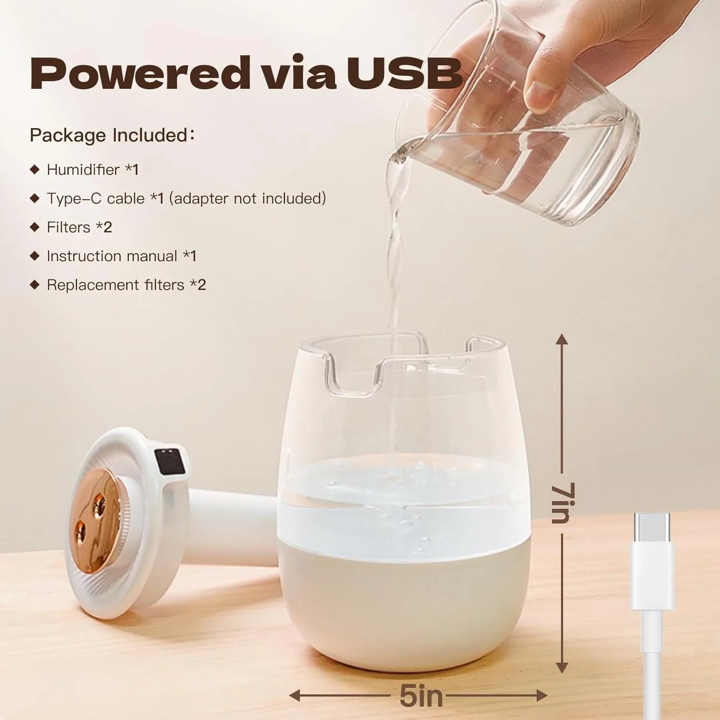 Double Spray Humidifier USB Powered Mist For Rooms