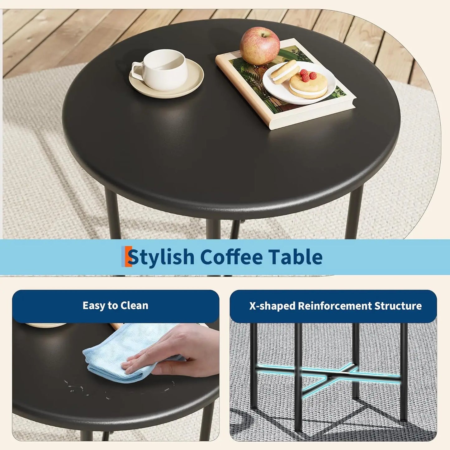 Patio Metal Bistro Set With Table And Chairs Weather Resistant