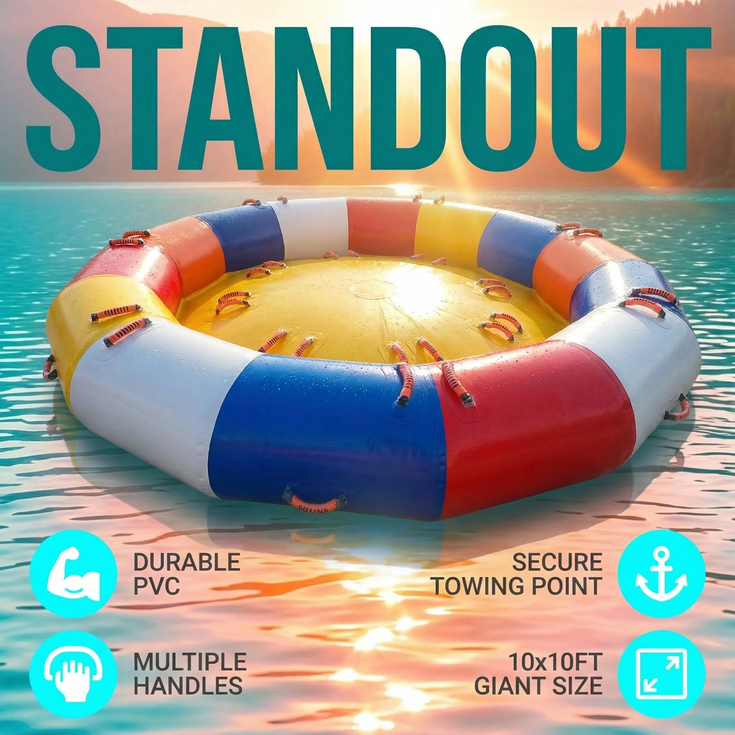Inflatable Water Spinning UFO Towable Tube For Pools And Lakes Heavy Duty