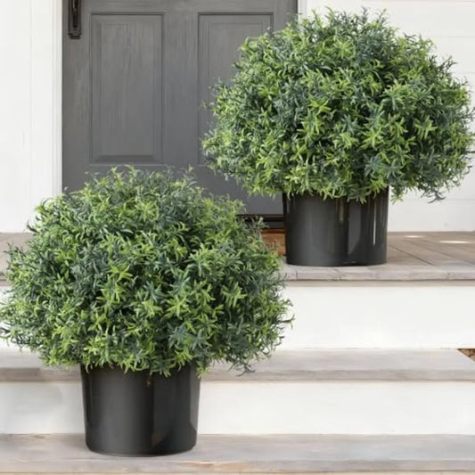 Artificial Rosemary Topiary Ball Trees Set Of Two Home Decor