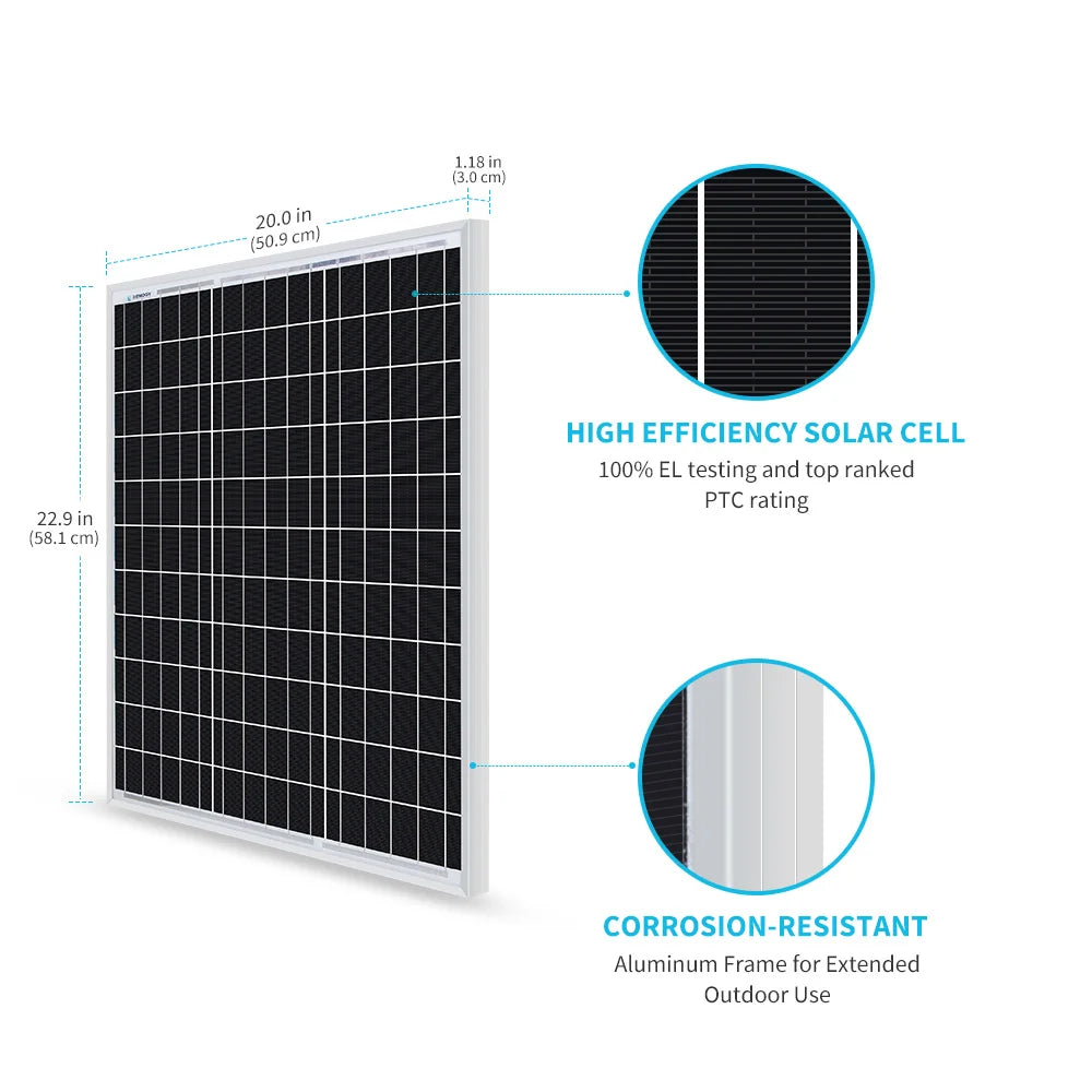 Renogy 50W 12V Solar Panel High Efficiency Module Off Grid