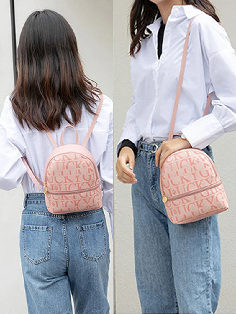 PU Leather Mini Backpack Retro Crossbody Bag For Unisex Casual