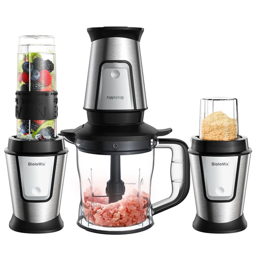BioloMix 700W 3 in 1 Portable Food Processor Juicer Blender