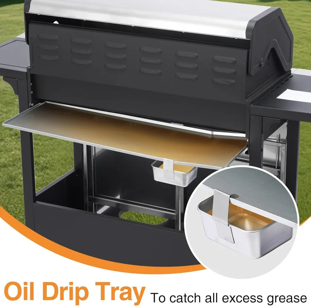 Six Burner Gas Grill With Cast Iron Grates For Backyard