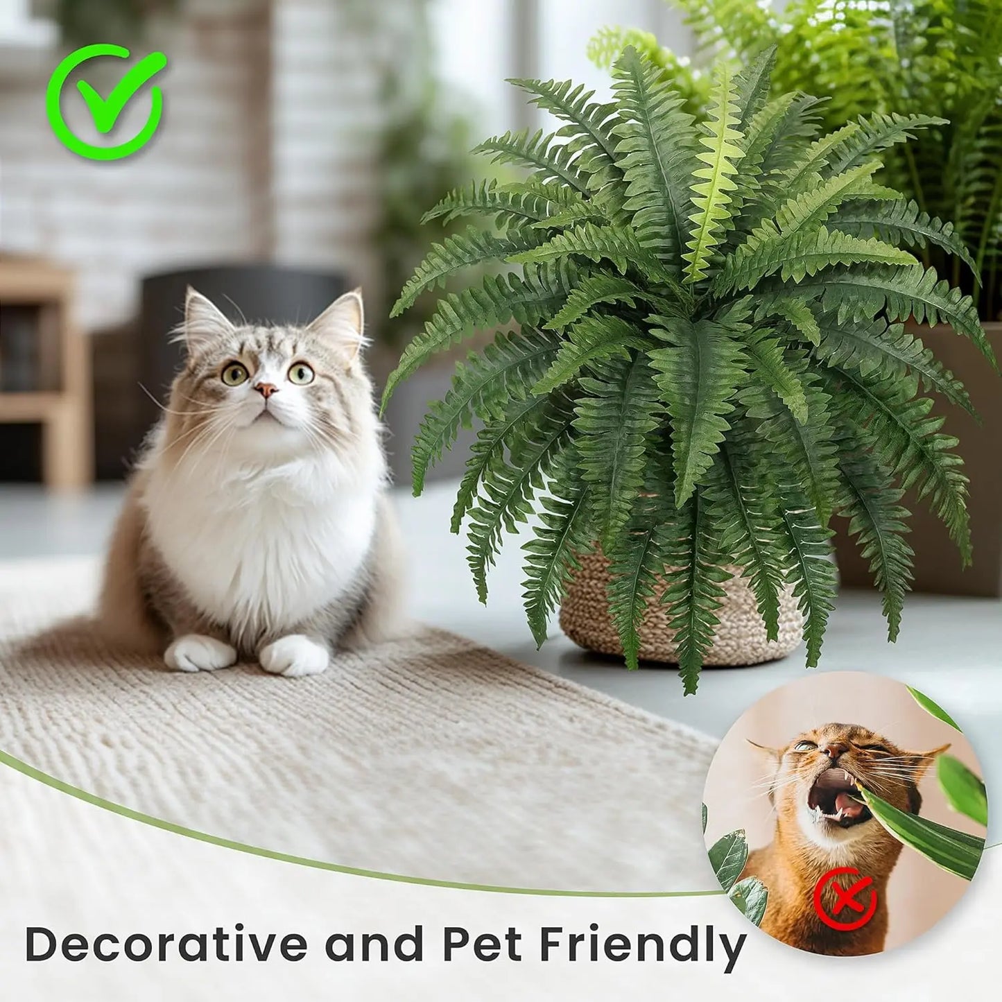Two Artificial Boston Ferns for Outdoors Home Decor