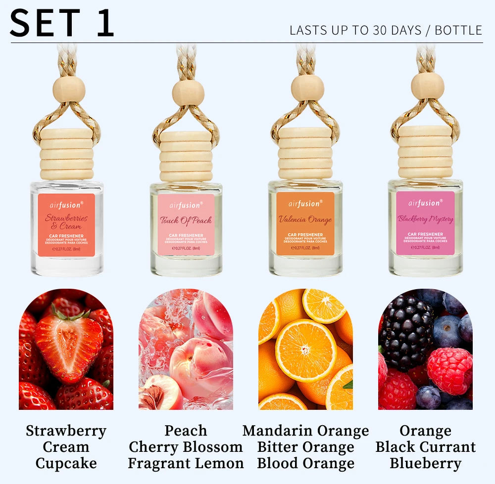 4 Pack Hanging Car Air Freshener Diffuser Premium Scent