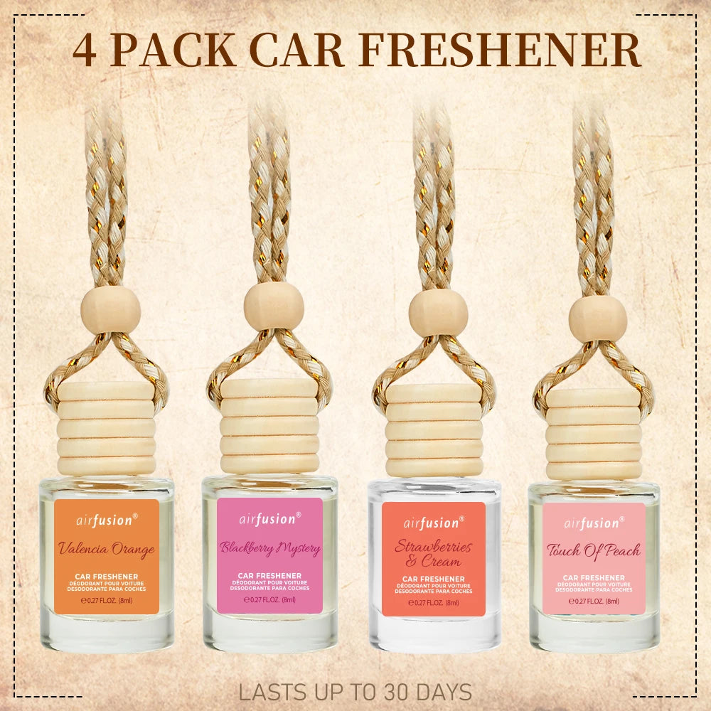 4 Pack Hanging Car Air Freshener Diffuser Premium Scent