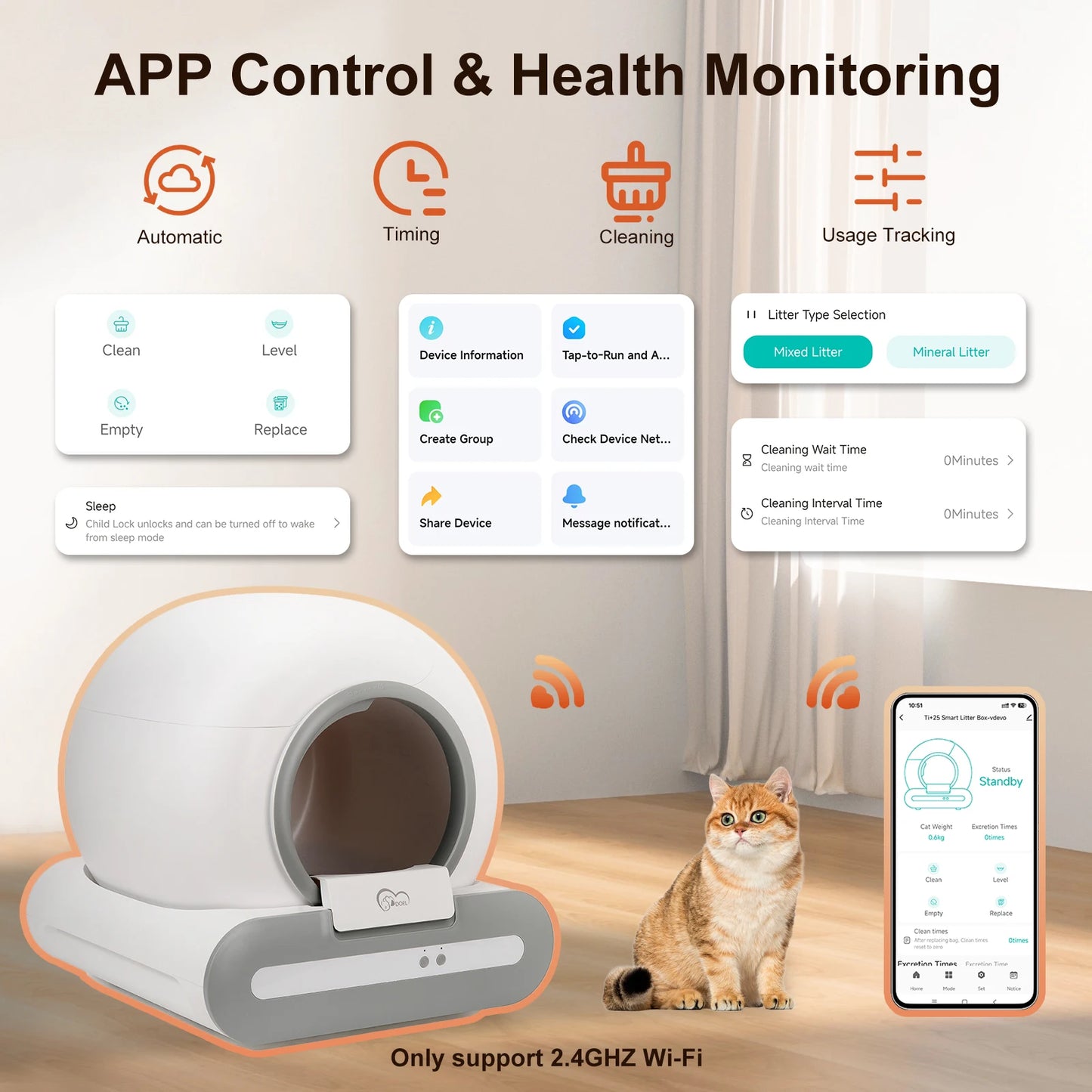 App Controlled Self Cleaning Cat Litter Box With WiFi Connection