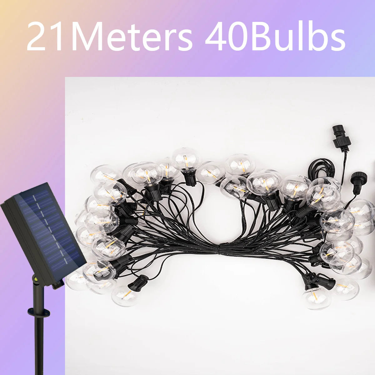 Outdoor G40 LED String Lights Waterproof Solar Powered Copper Body