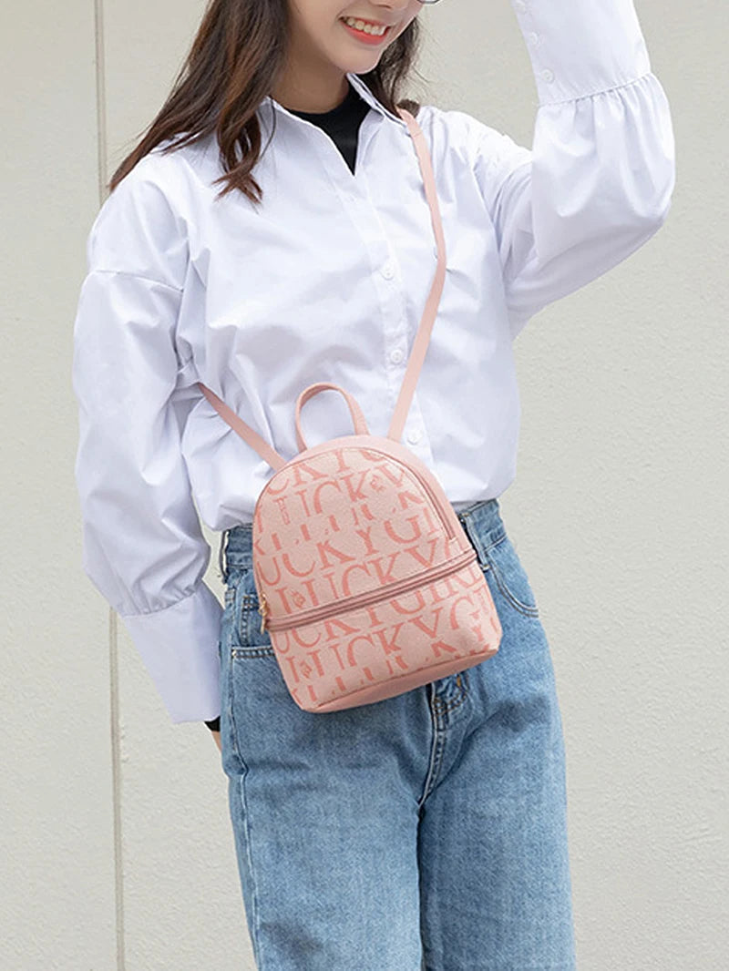 PU Leather Mini Backpack Retro Crossbody Bag For Unisex Casual