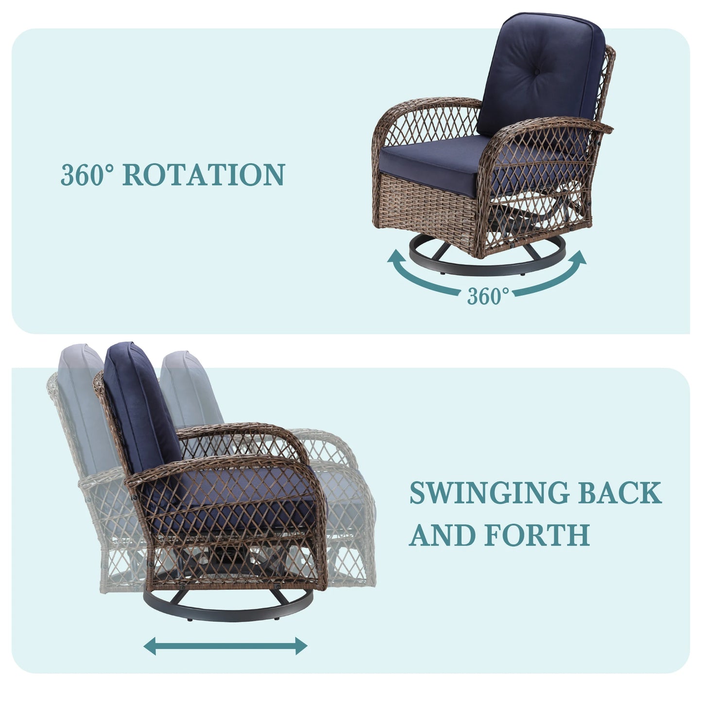HOOMIC 3-Piece Outdoor Patio Furniture Set Rattan Wicker