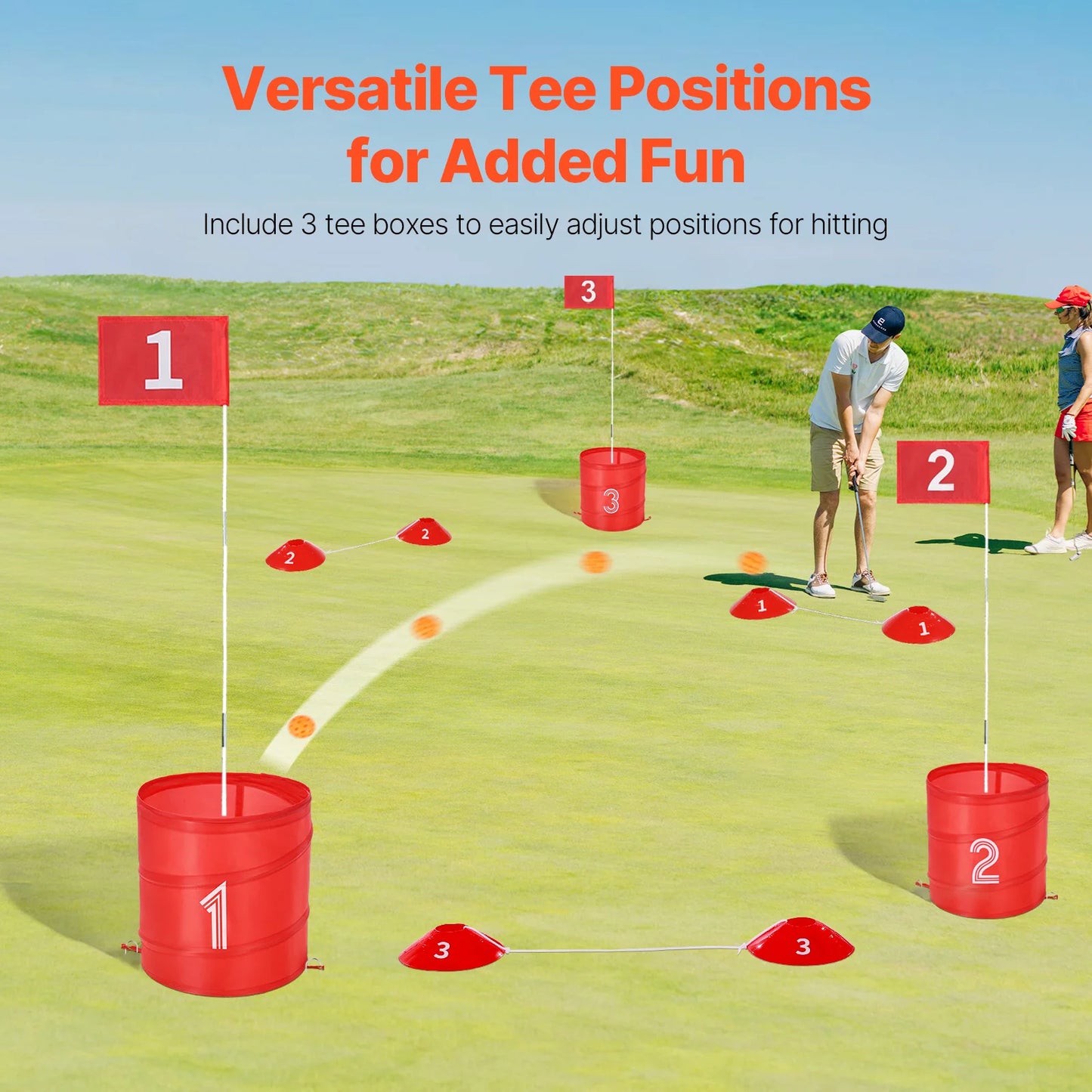SucceBuy Kids Backyard Golf Game 3 Hole Portable Bucket Course