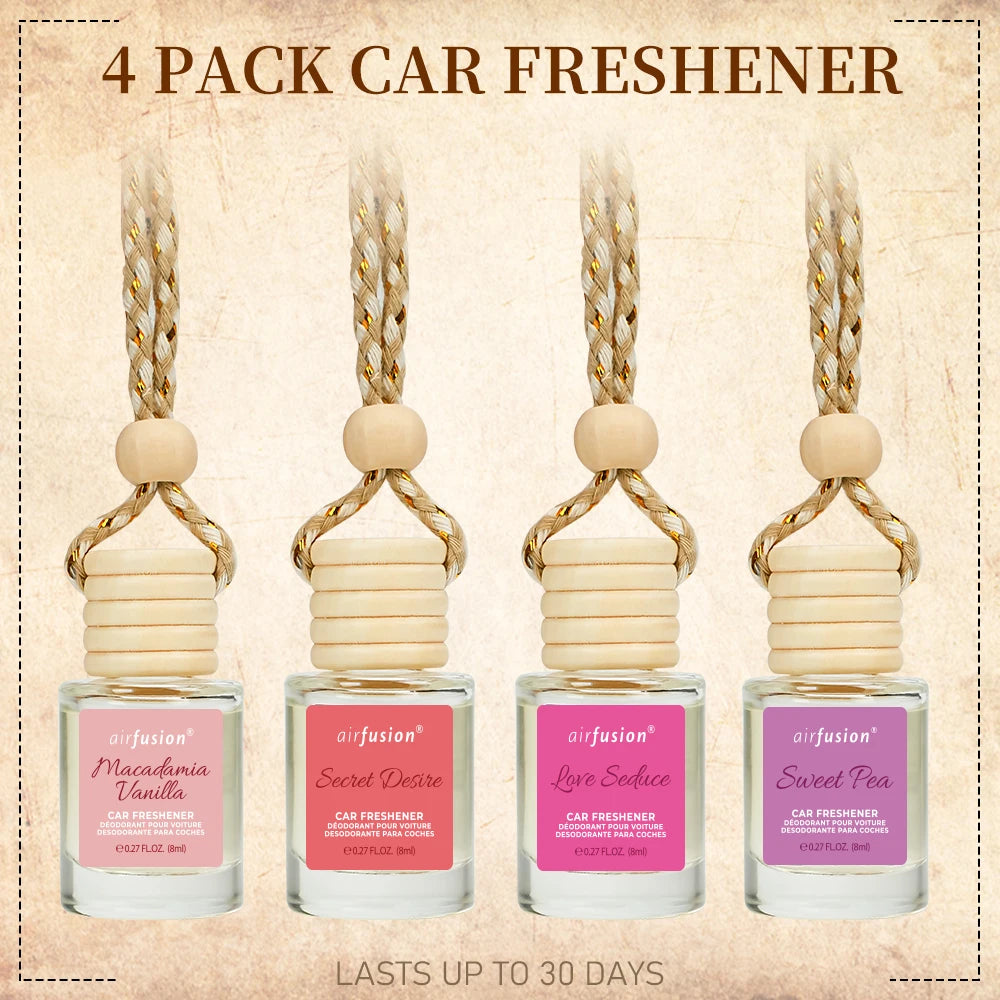 4 Pack Hanging Car Air Freshener Diffuser Premium Scent