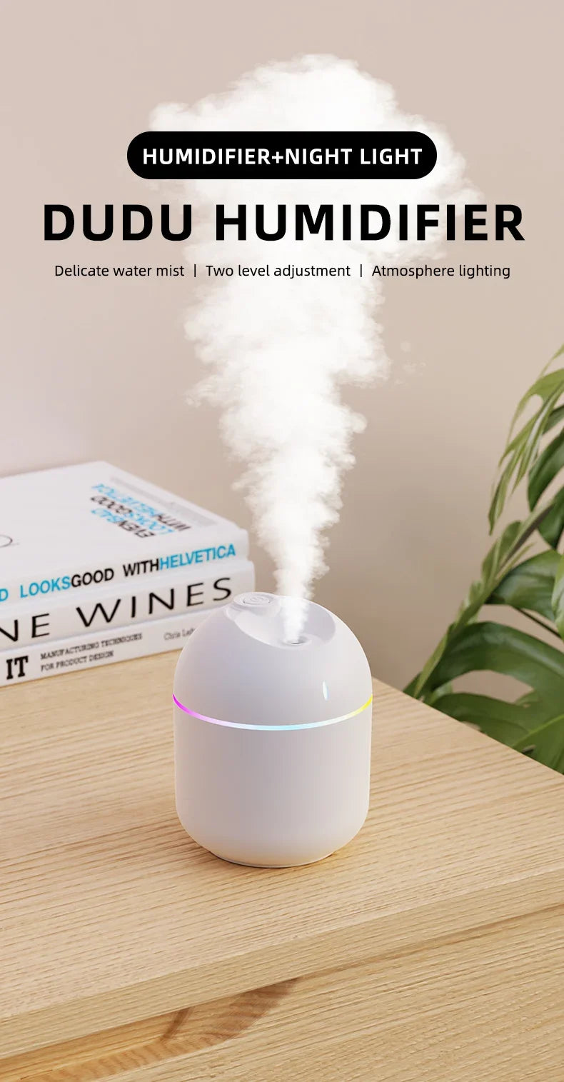 Air Humidifier With LED Night Light And Aroma Diffuser