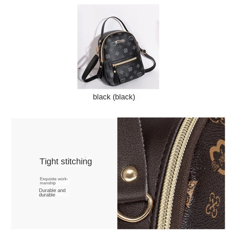 Flower Print Backpack For Women Fashion PU Material School Bag