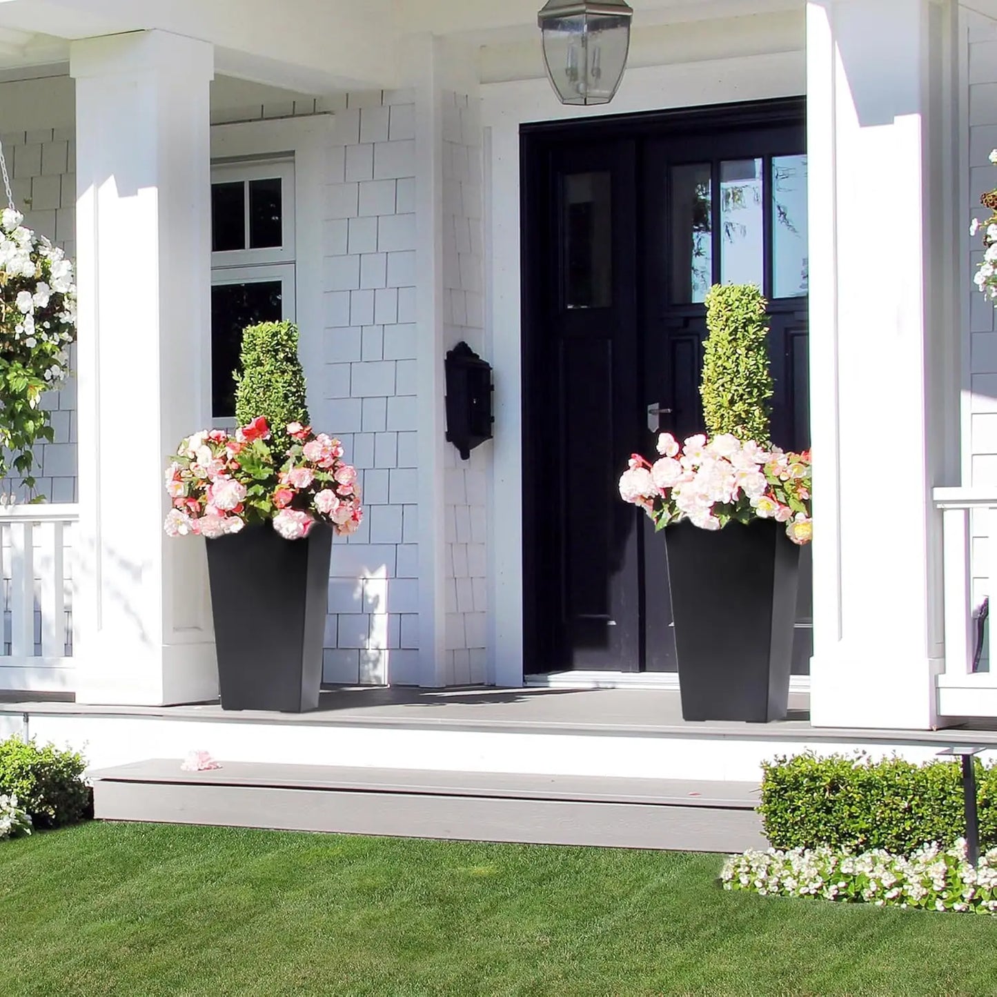 Two Pack Indoor Outdoor Planter With Shelf Insert Set