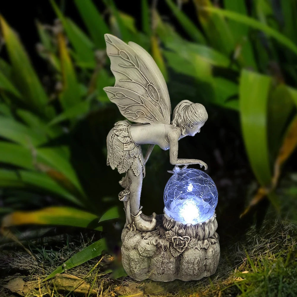 Luminous Resin Fairy Garden Solar Angel Statue Ornament