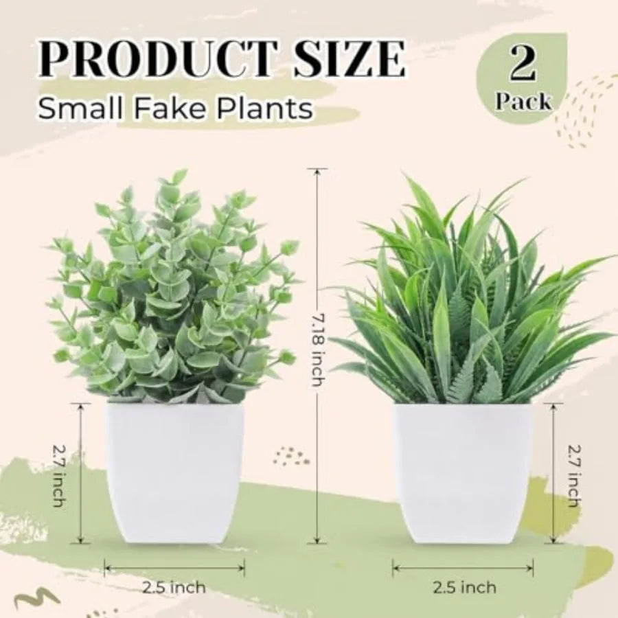 Two Pack Mini Fake Plants In Potted Decor For Indoors