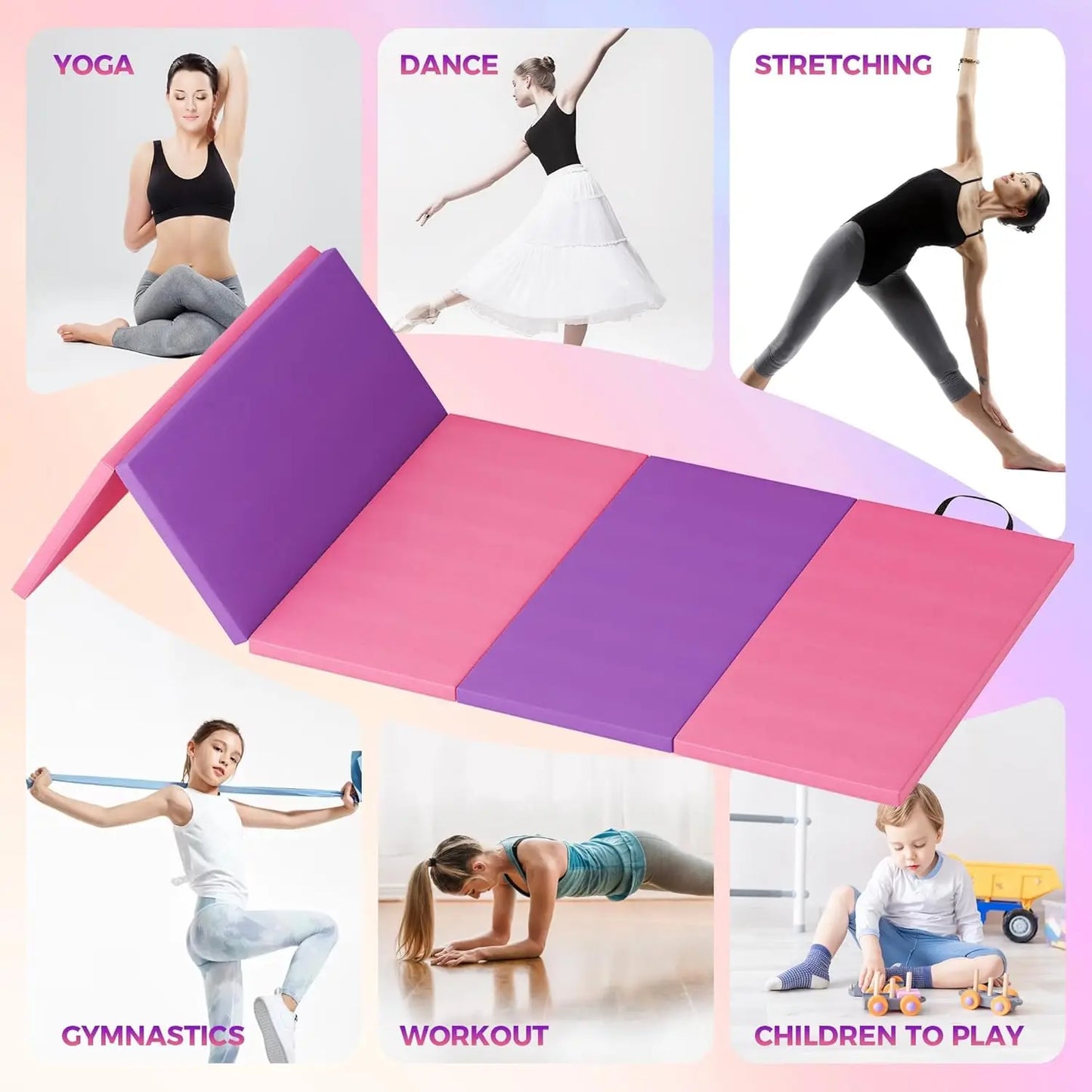 Folding Gym Mat With Extra Firm High Density EPE Foam For Tumbling