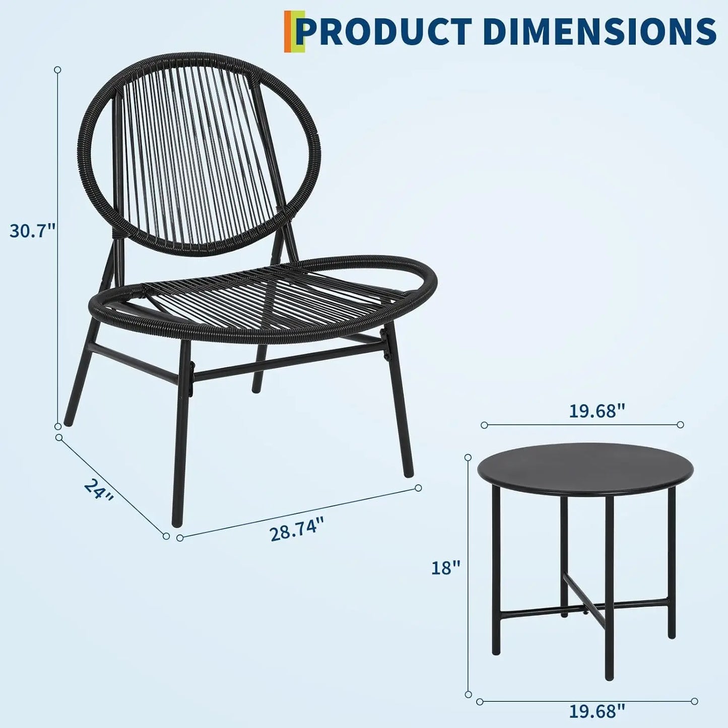 Patio Metal Bistro Set With Table And Chairs Weather Resistant