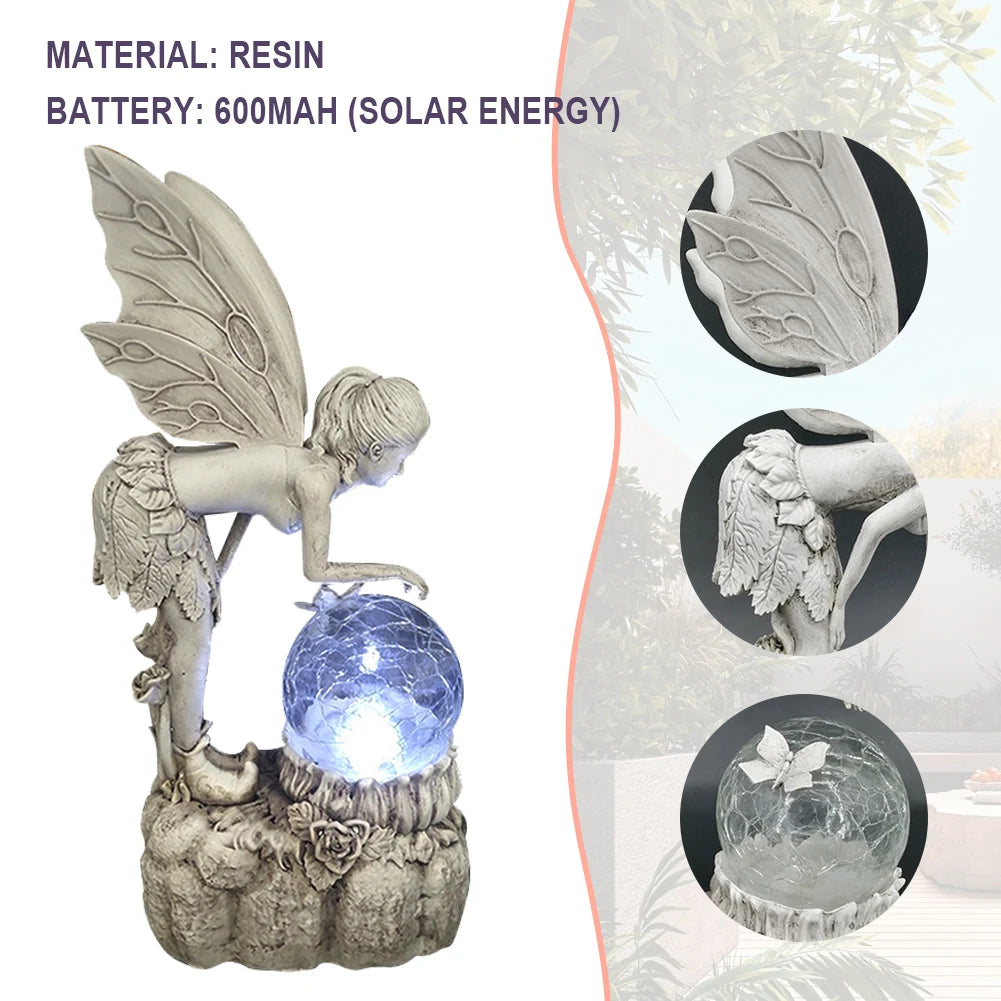 Luminous Resin Fairy Garden Solar Angel Statue Ornament