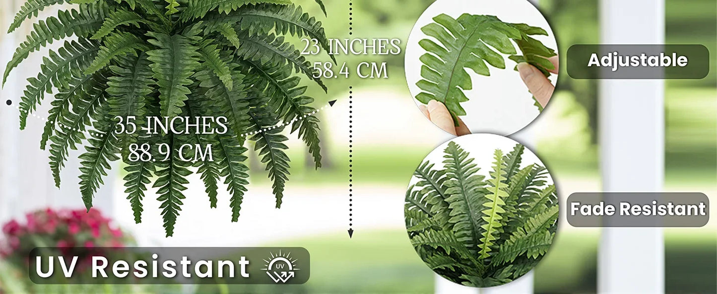Two Artificial Boston Ferns for Outdoors Home Decor