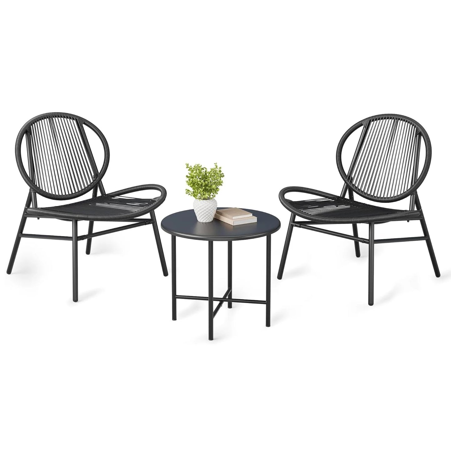 Patio Metal Bistro Set With Table And Chairs Weather Resistant