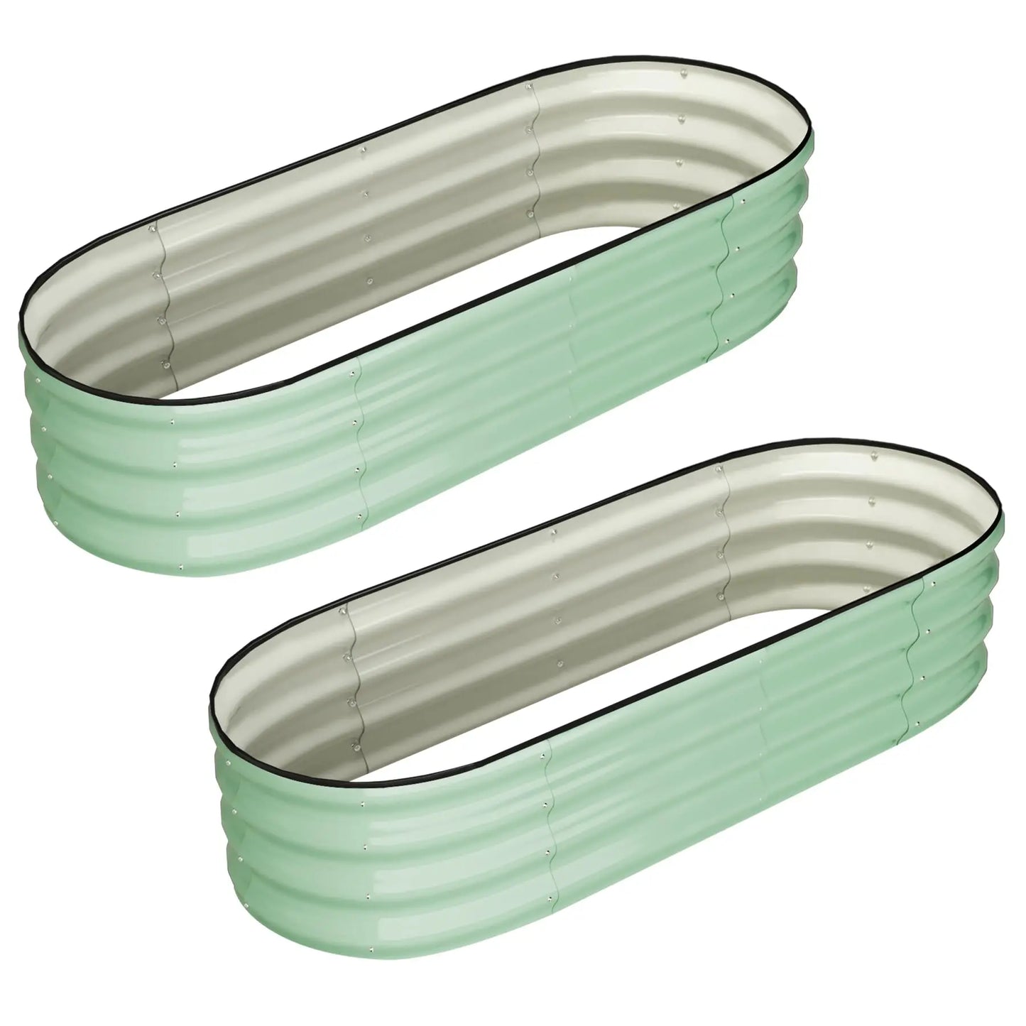 2 Pack Oval Galvanized Steel Raised Garden Bed Open Base